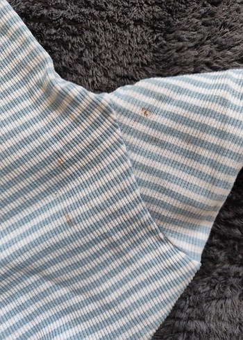 Gri Çizgili İnce Triko Kadın Kazak - Görsel 2