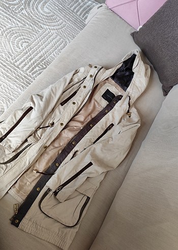 Düğmeli Bej Deri Kadın Ceket - Görsel 2