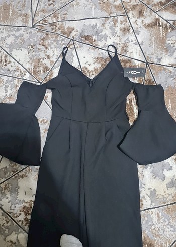 Siyah Uzun Kollu Kadın Tulum - Görsel 2