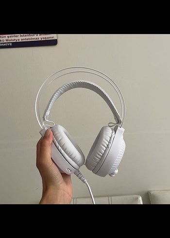 Beyaz Kablolu Mikrofonlu Kulaklık - Görsel 3