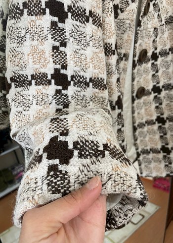 Düğmeli Yılan Desenli Midi Kadın Kaban - Görsel 2