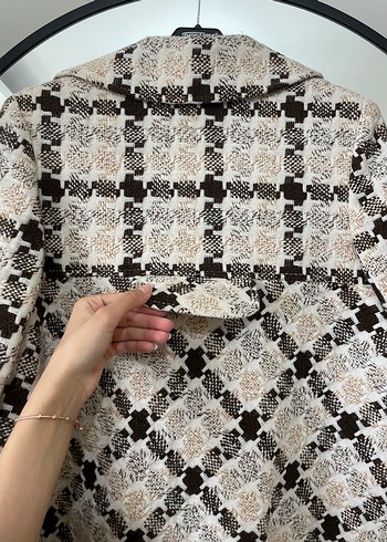 Düğmeli Yılan Desenli Midi Kadın Kaban - Görsel 7