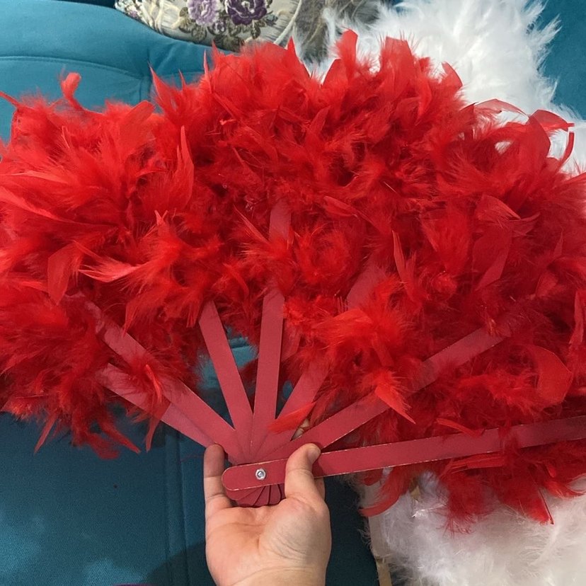 Tüylü Vintage Düğün Yelpazeleri - Görsel 4