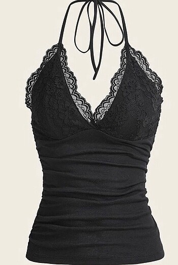 lace ruched halter top