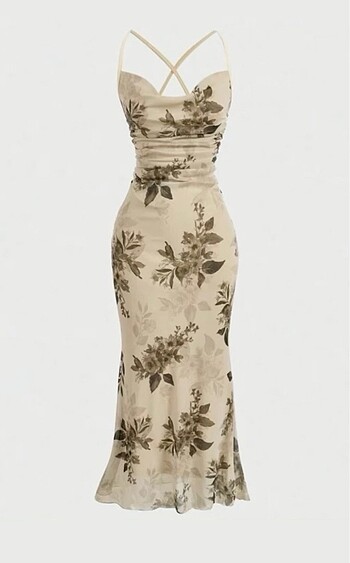 floral drape design dress