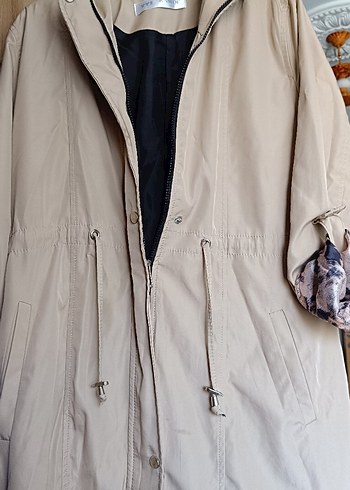 Bej Düğmeli Uzun mont - Görsel 3