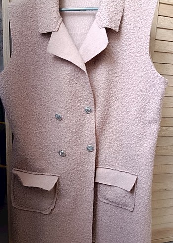 Bej Düğmeli Kadın Midi Yelek - Görsel 2