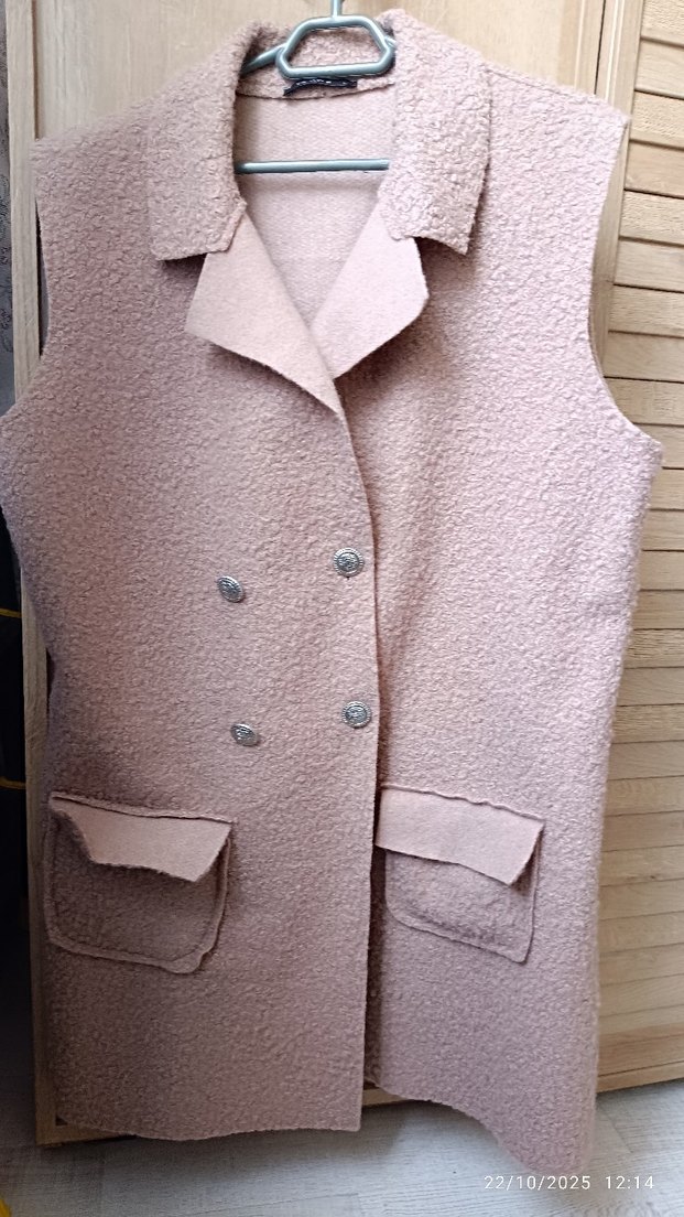 Bej Düğmeli Kadın Midi Yelek - Görsel 2