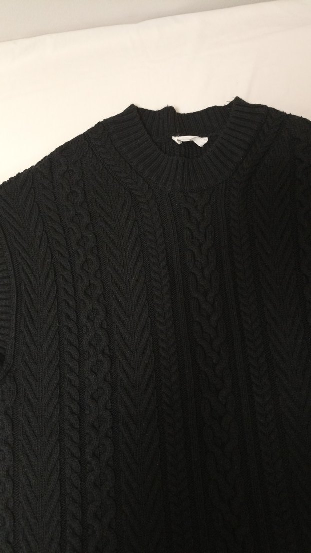Siyah Örgü Yüksek Yakalı Kadın Süveter - Görsel 2