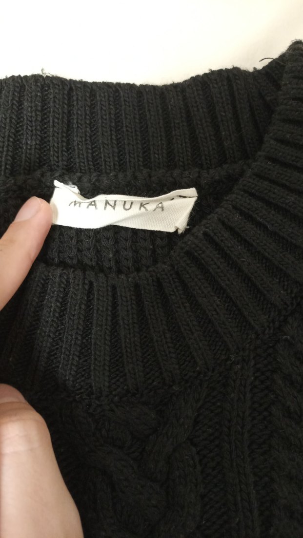 Siyah Örgü Yüksek Yakalı Kadın Süveter - Görsel 3