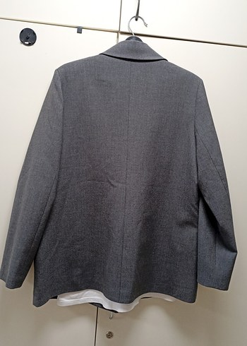Diğer Gri Düğmeli Kadın Blazer Ceket