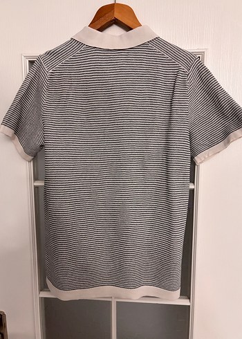 Gri Çizgili Krem Polo Tişört - Görsel 2