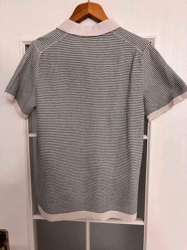 Gri Çizgili Krem Polo Tişört - Görsel 2