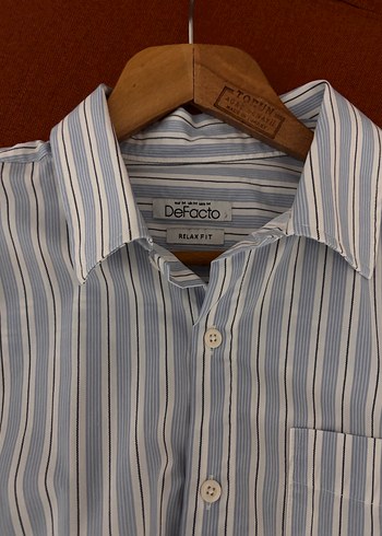 Mavi Çizgili Uzun Kollu Erkek Gömlek - Görsel 3