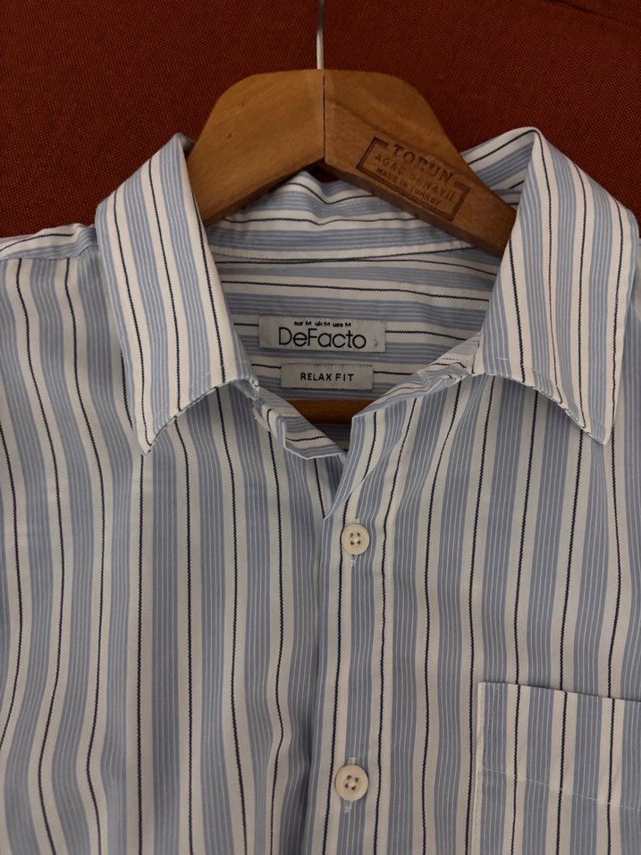 Mavi Çizgili Uzun Kollu Erkek Gömlek - Görsel 3