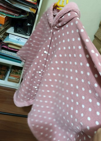 Pembe Kapüşonlu Kız Çocuk Pelerin #panço - Görsel 5