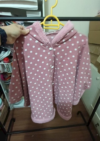 Pembe Kapüşonlu Kız Çocuk Pelerin #panço - Görsel 3