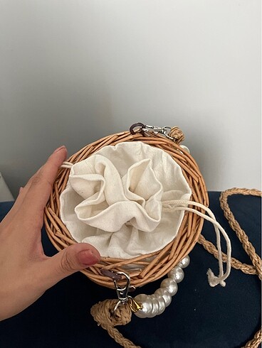 Zara İncili hasır çanta