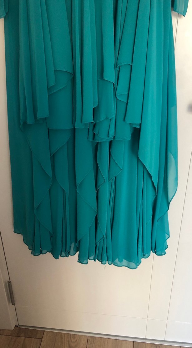 Nakışlı, Askısız, Uzun Turkuaz Kadın Elbise - Görsel 2