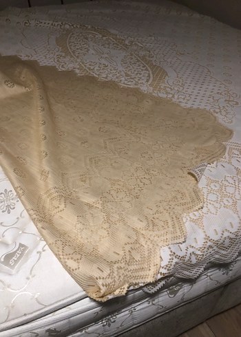 İşlemeli Beyaz Parlak Yatak Örtüsü - Görsel 6