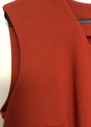 Kırmızı V Yaka Midi Elbise - Görsel 5