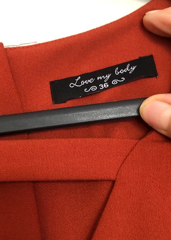 Kırmızı V Yaka Midi Elbise - Görsel 6