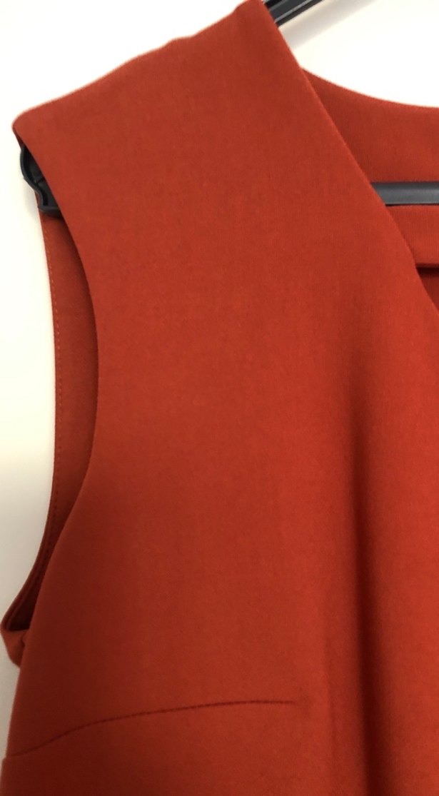 Kırmızı V Yaka Midi Elbise - Görsel 5