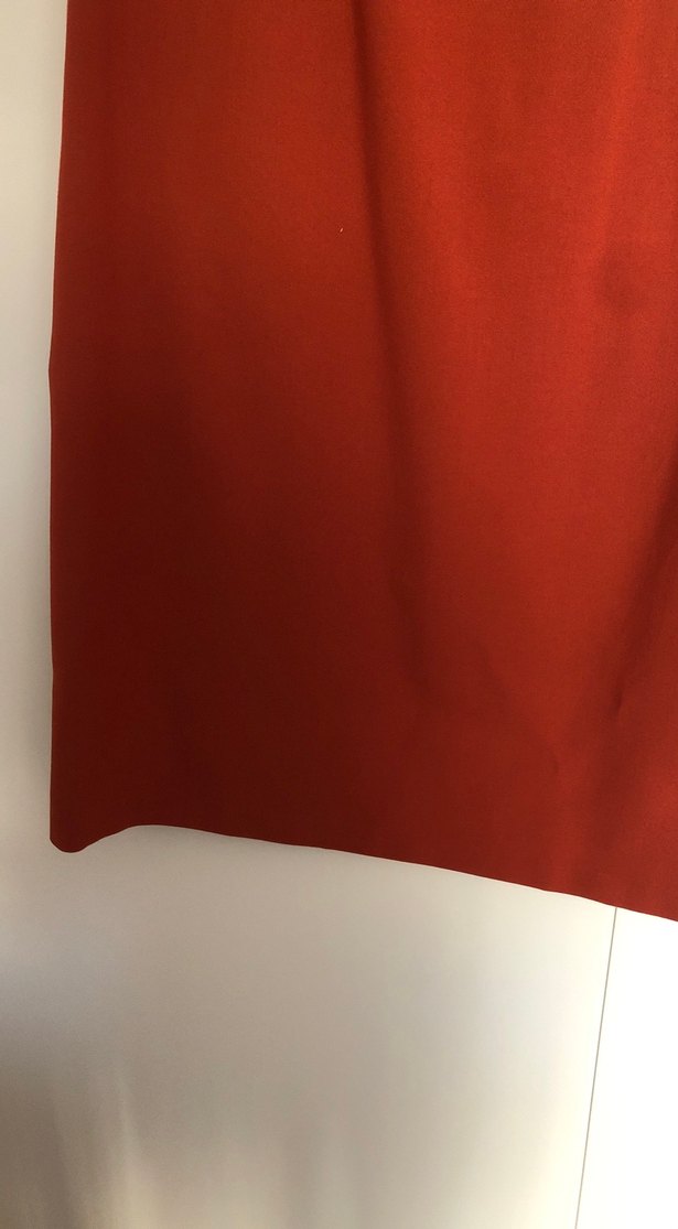 Kırmızı V Yaka Midi Elbise - Görsel 3