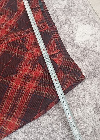 Kırmızı Ekose Mini Hamile Etek - Görsel 4