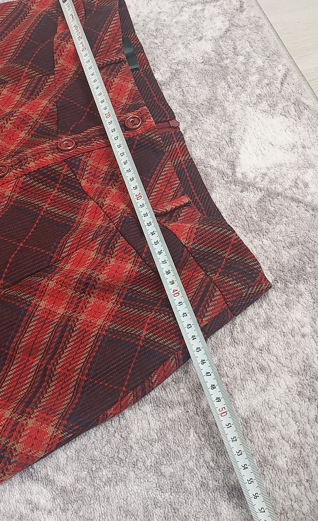 Kırmızı Ekose Mini Hamile Etek - Görsel 4