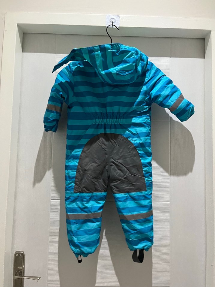 Mavi Erkek Bebek Fermuarlı Kayak Tulumu - Görsel 3