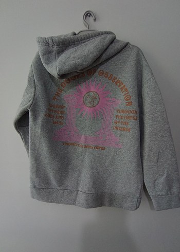 Gri Kapüşonlu Kadın Sweatshirt - Görsel 3