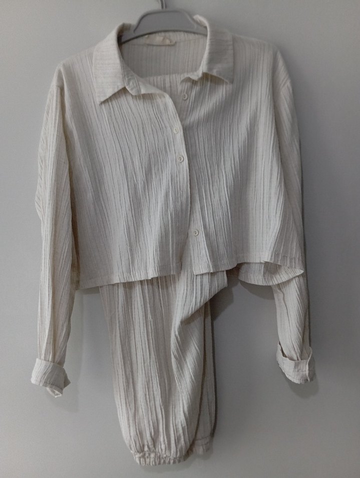 Krem  Keten Kadın Takım - Görsel 4