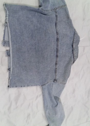 Düğmeli Gri Mavi Kadın Denim Ceket - Görsel 3