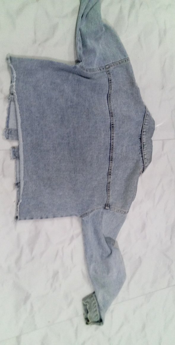 Düğmeli Gri Mavi Kadın Denim Ceket - Görsel 3