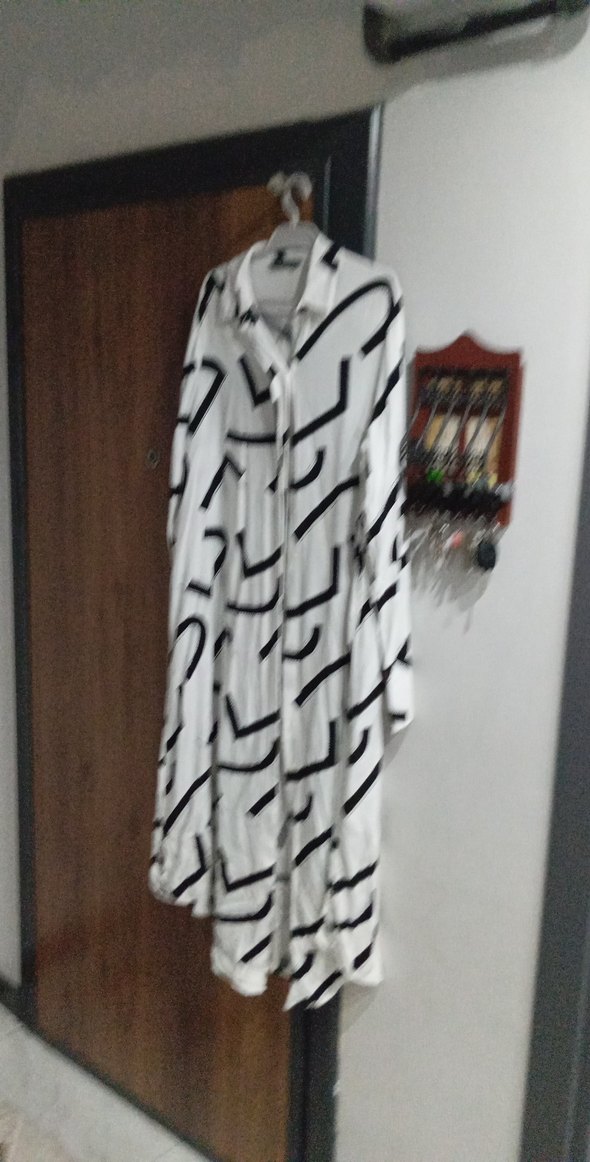 Uzun Kollu Beyaz Zebra Desenli Kadın Tunik - Görsel 2