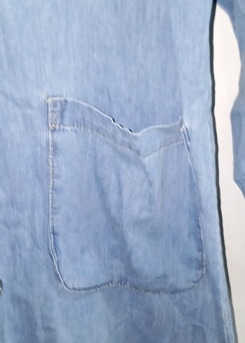 Düğmeli Mavi Kadın Kot Ceket - Görsel 2