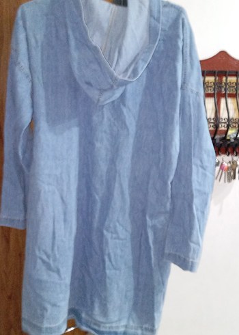 Düğmeli Mavi Kadın Kot Ceket - Görsel 4