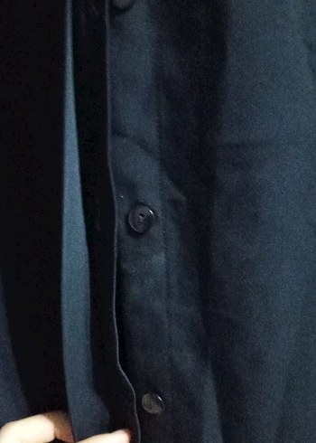 Uzun Siyah Düğmeli Kadın Kaban - Görsel 2