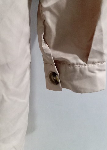 Düğmeli Beyaz Keten Midi Trençkot - Görsel 4