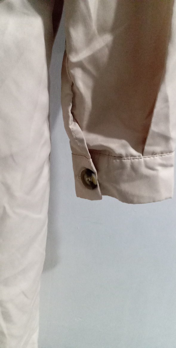 Düğmeli Beyaz Keten Midi Trençkot - Görsel 4