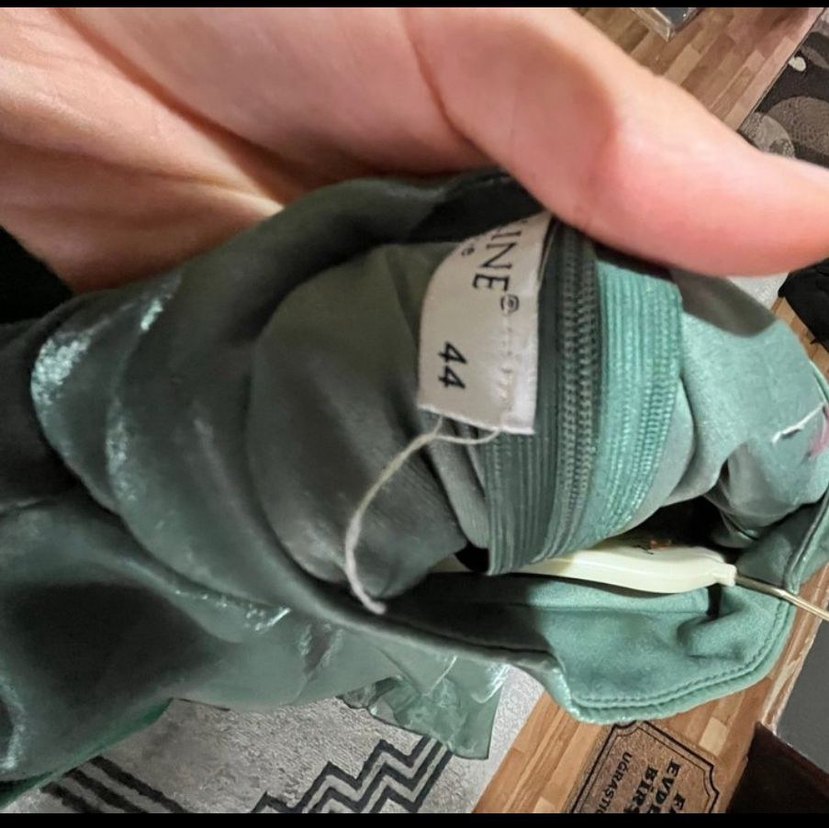 Uzun Parlak Yeşil Vintage Kadın Elbise - Görsel 3