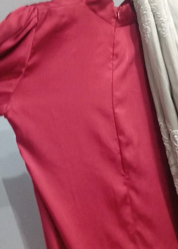 Bordo Uzun Kollu Yüksek Yakalı Kadın Elbise - Görsel 4