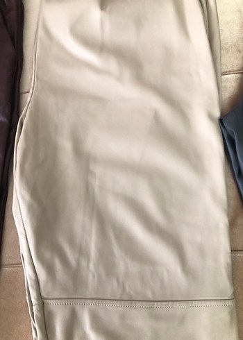 Gri Deri Midi Kadın Pantolon - Görsel 3