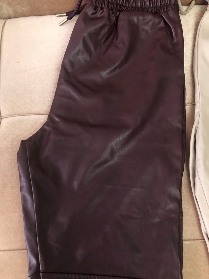 Gri Deri Midi Kadın Pantolon - Görsel 4