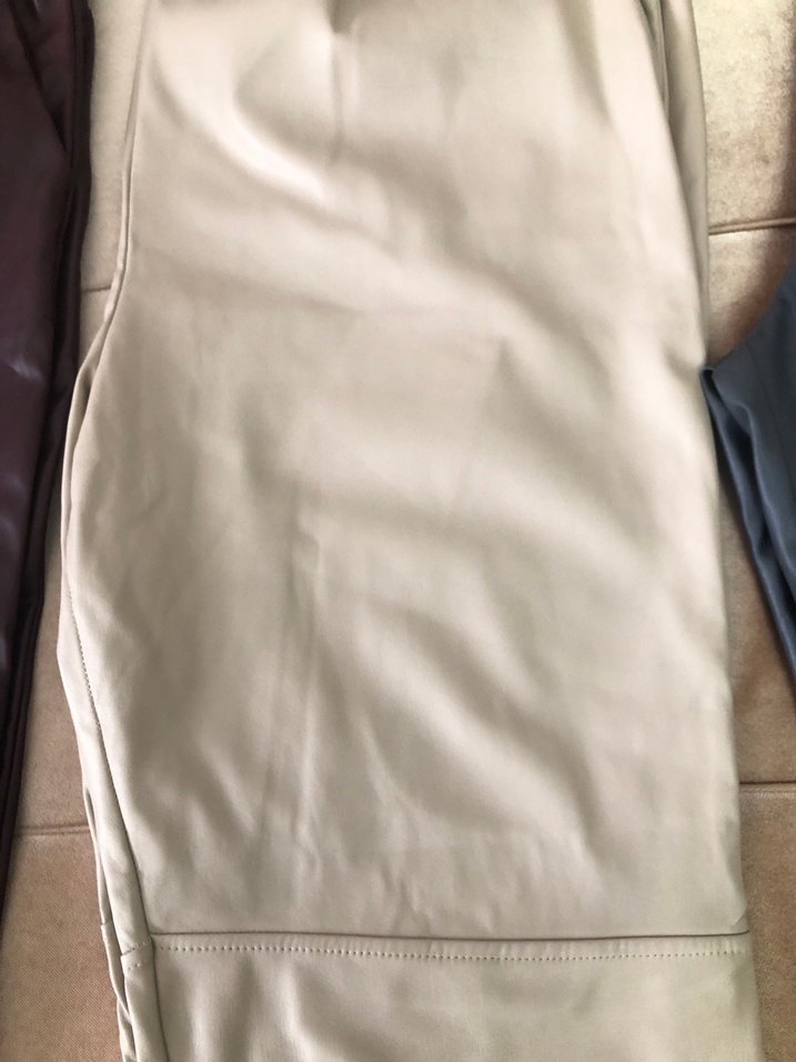 Gri Deri Midi Kadın Pantolon - Görsel 3