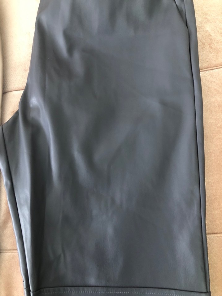 Gri Deri Midi Kadın Pantolon - Görsel 2