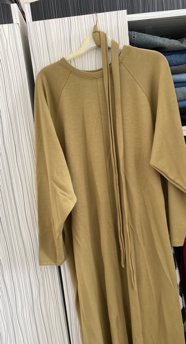 Camel Renk Uzun Salaş Kadın Elbise - Görsel 5