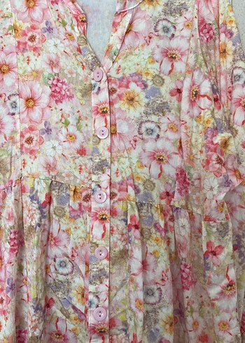 Pembe Bohem Uzun Pamuk Elbise - Görsel 2