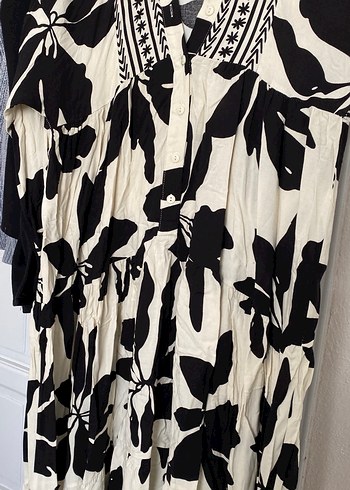 Desenli Siyah Bohem Uzun Elbise - Görsel 6